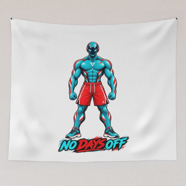 Item preview, No Days Off Gym Motivation, Cyberpunk Athlete Workout Quote Design designed and sold by HoMya.