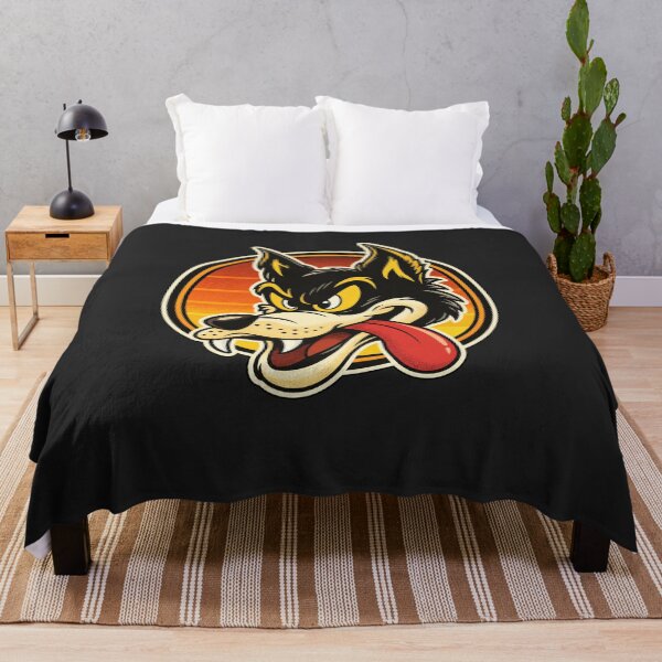 Item preview, Cartoon Wolf Head Sunset Background Aggressive Pose designed and sold by VintageSocArt.