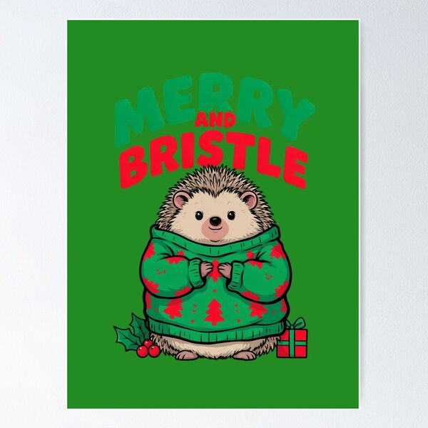Item preview, Merry and Bristle Cute Ugly Christmas Sweater Hedgehog T-Shirt designed and sold by teeoro.