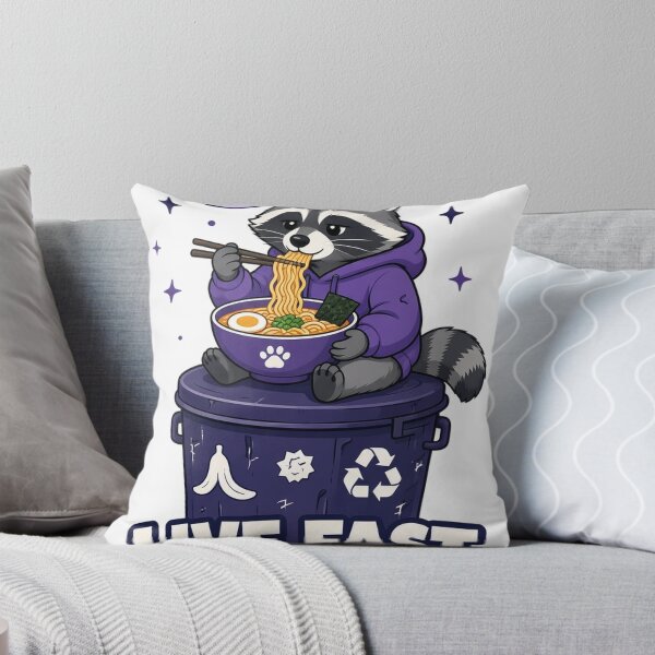 Item preview, Live Fast Eat Trash Funny Raccoon Eating Ramen At Midnight designed and sold by TitanForged.