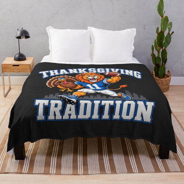 Item preview, Detroit Lions Thanksgiving Tradition Lion Turkey Football designed and sold by VintageSocArt.