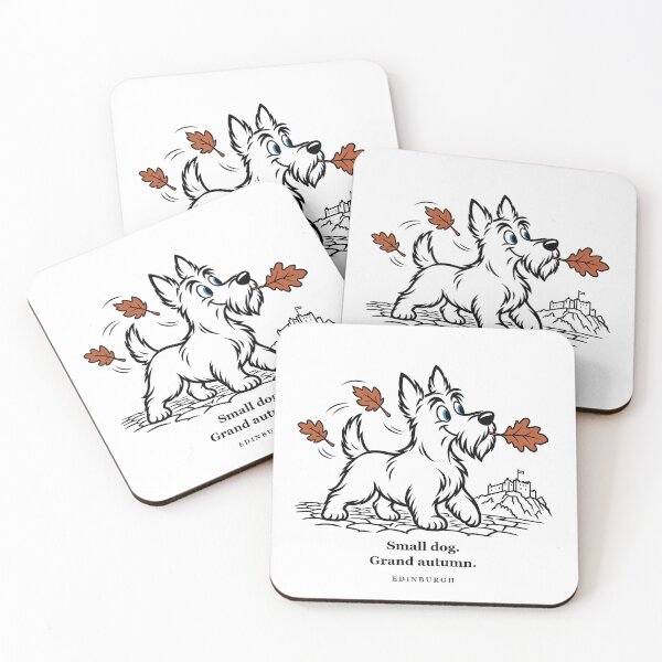 Item preview, Edinburgh Scottish Terrier Carrying an Autumn Leaf designed and sold by Soft Paws Sketches.