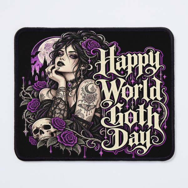 Item preview, Happy World Goth Day – Tattooed Gothic Woman with Skulls and Roses designed and sold by TheInkRaven.