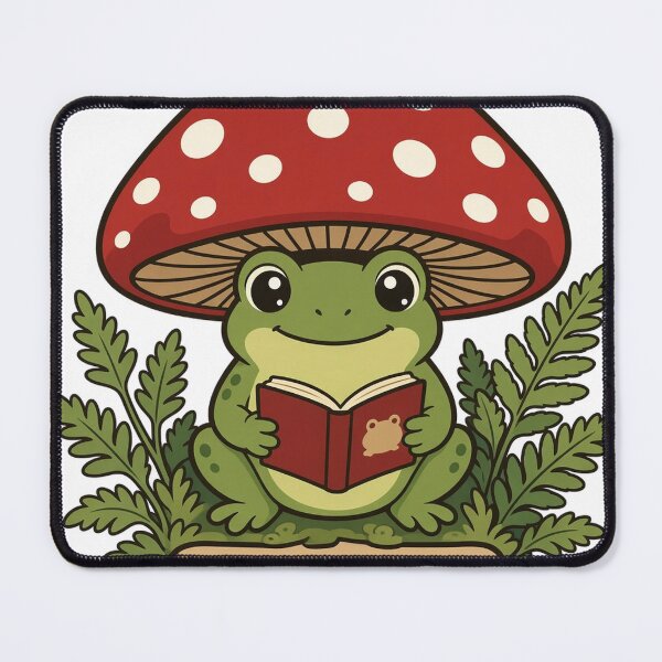 Item preview, Stay Cozy Cottagecore Frog Under Mushroom Reading Book designed and sold by TitanForged.