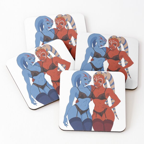 Item preview, Twi'lek Pin-Up Duo – Retro Sci-Fi Cartoon designed and sold by  Hollow Moon Studios..