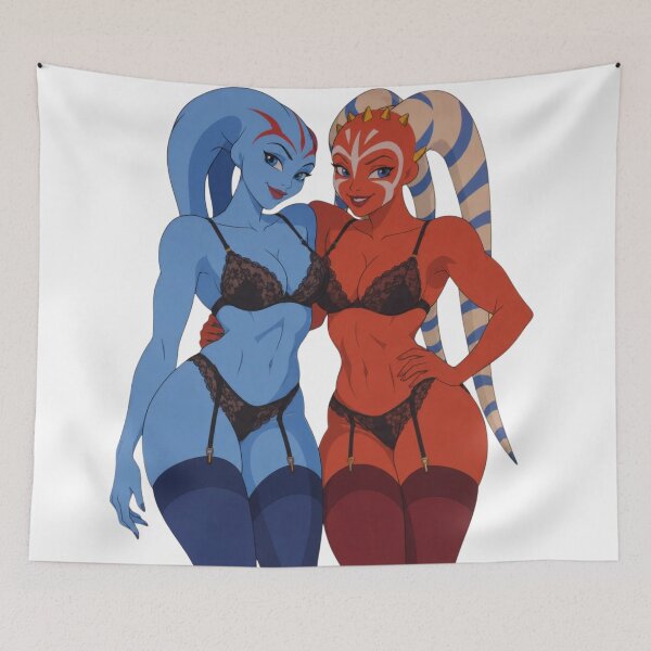 Item preview, Twi'lek Pin-Up Duo – Retro Sci-Fi Cartoon designed and sold by  Hollow Moon Studios..