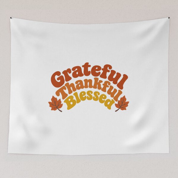 Item preview, Grateful Thankful Blessed Autumn Rainbow Lettering designed and sold by Inkworksbyshery.