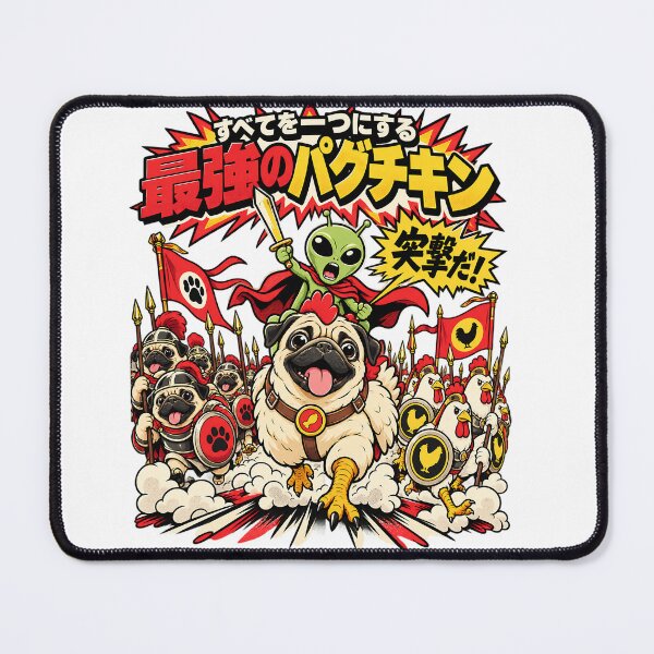 Item preview, Japanese Alien Pug Chicken Battle designed and sold by CoolCrazyQuirky.