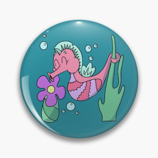 Item preview, Peaceful Pink Seahorse Smelling Flower – Soft Ocean Cartoon Art designed and sold by CozyCritters8.