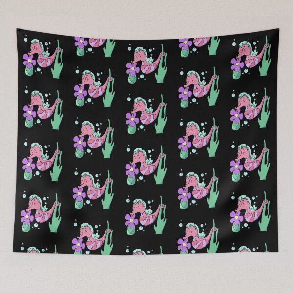 Item preview, Peaceful Pink Seahorse Smelling Flower – Soft Ocean Cartoon Art designed and sold by CozyCritters8.