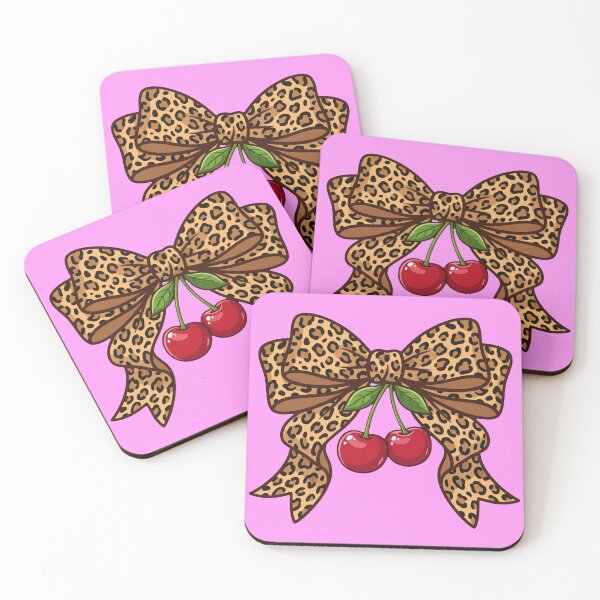 Item preview, Leopard Coquette Bow With Cherries Retro Preppy designed and sold by CacheyArts.