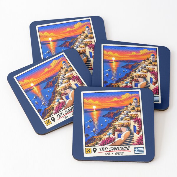 Item preview, TBT Fira Santorini Greece Caldera Sunset Vintage Travel Art designed and sold by JEFFCORA.