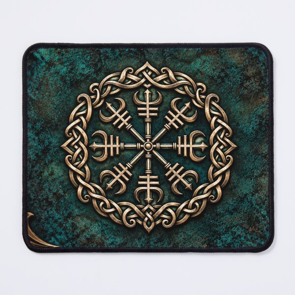 Item preview, Ægishjálmur Inspired Emblem — Bronze Tones and Teal Knotwork designed and sold by InkspiredArt.
