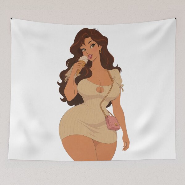 Item preview, Vintage Cartoon Pin Up Girl – Ice Cream Glamour Illustration designed and sold by  Hollow Moon Studios..