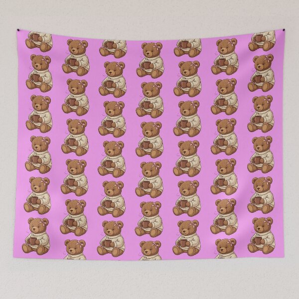 Item preview, Preppy Teddy Bear In Cozy Knit Sweater With Pink Bow designed and sold by CacheyArts.
