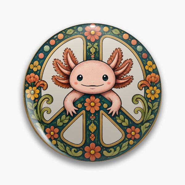 Item preview, Retro Cute Axolotl Flower Power Peace Sign Vintage HD ONLINE STORE designed and sold by bard-art.