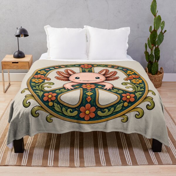 Item preview, Retro Cute Axolotl Flower Power Peace Sign Vintage HD ONLINE STORE designed and sold by bard-art.