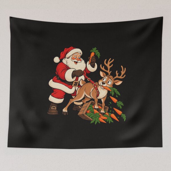 Item preview, Vintage Christmas Santa Reindeer Carrot Caper designed and sold by 89BLACK.