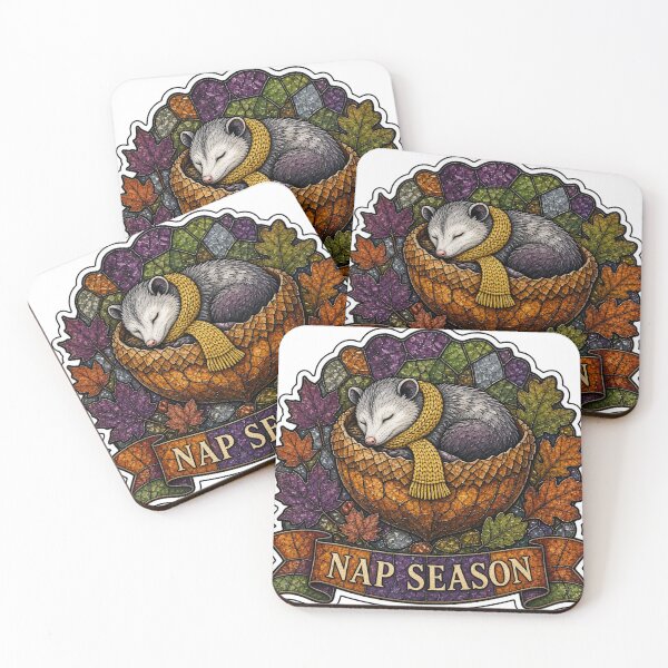 Item preview, Nap Season Sleepy Opossum Stained Glass Acorn designed and sold by UncleFizziwigs.