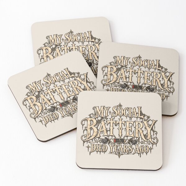 Item preview, Social Battery Drained - Funny Gothic Introvert Design designed and sold by azule1.