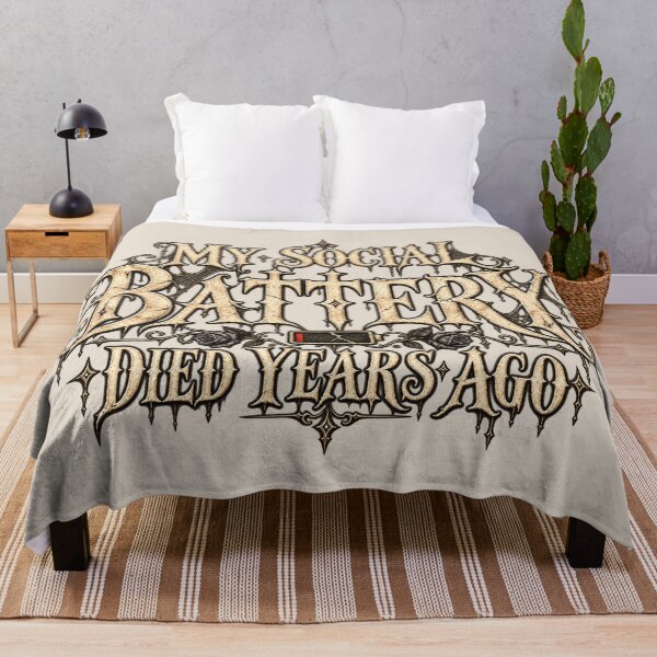 Item preview, Social Battery Drained - Funny Gothic Introvert Design designed and sold by azule1.