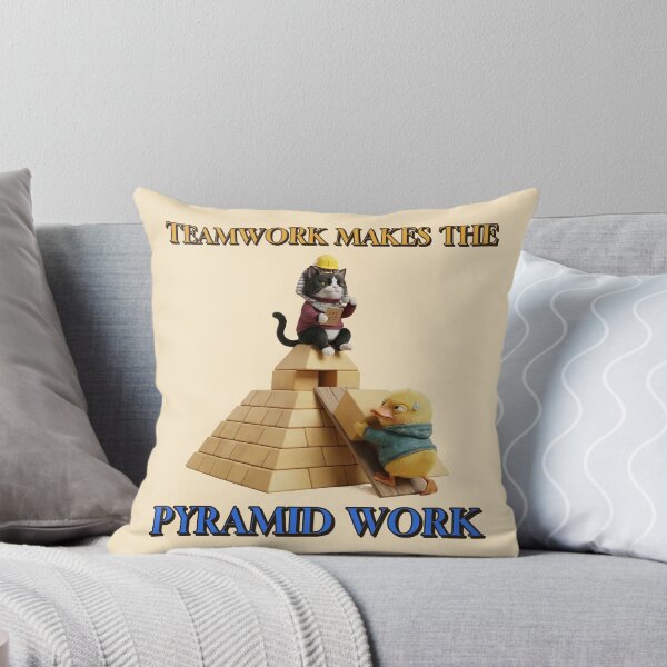 Item preview, Teamwork Makes The Pyramid Work Funny Pharaoh Cat Boss and Duck designed and sold by Pharaoh Funnies.
