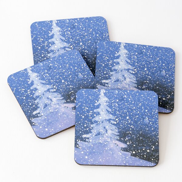 Item preview, White tree in snow, original watercolor by Kim Attwooll designed and sold by aswoa.