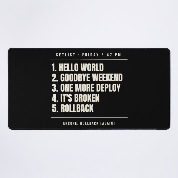 Item preview, Hello World, Goodbye Weekend (Dark) designed and sold by Esc To Interrupt.