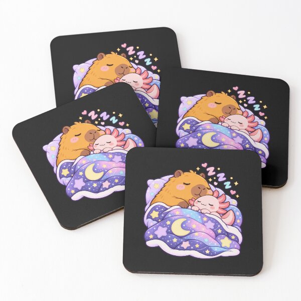 Item preview, Cute Kawaii Capybara Axolotl Sleeping Galaxy Blanket Fan designed and sold by chem3a-wst.