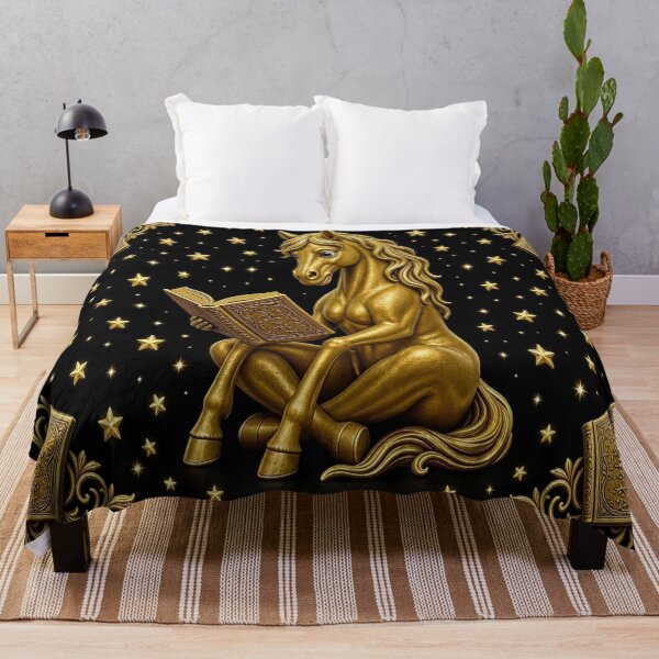 Item preview, Golden Reading Horse Book Lover Celestial Zen Fantasy Art designed and sold by Breezes-of-Ida.