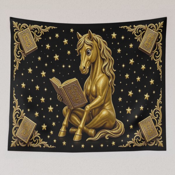 Item preview, Golden Reading Horse Book Lover Celestial Zen Fantasy Art designed and sold by Breezes-of-Ida.
