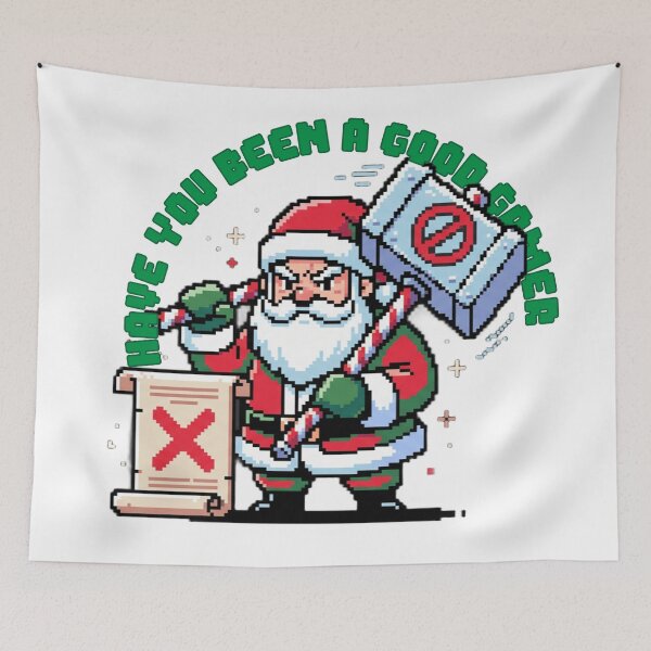 Item preview, santa bam hammer christmas have you been a good gamer pixel art designed and sold by samuzai.