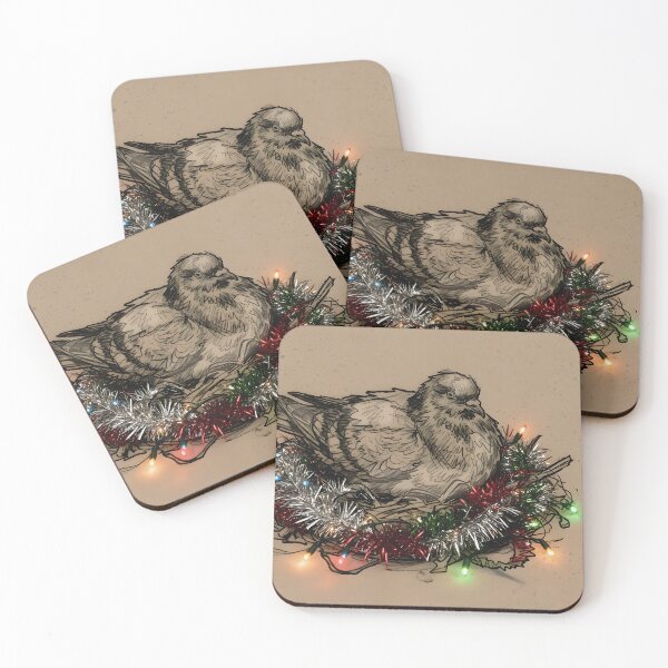 Item preview, Funny Christmas Pigeon Trash Animal Mixed Art with Lights Kraft Paper HD Online Store designed and sold by bard-art.