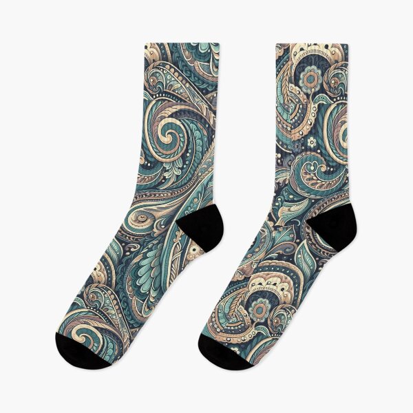 Artikelvorschau, Zartes Türkis-Beige Boho-Paisley entworfen und verkauft von Apex Designs.