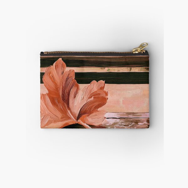Item preview, Autumn Brown Leaf Resting on a Rustic Wooden Bench with Soft Colorful Trees in the Background designed and sold by OlfactoART Studio.
