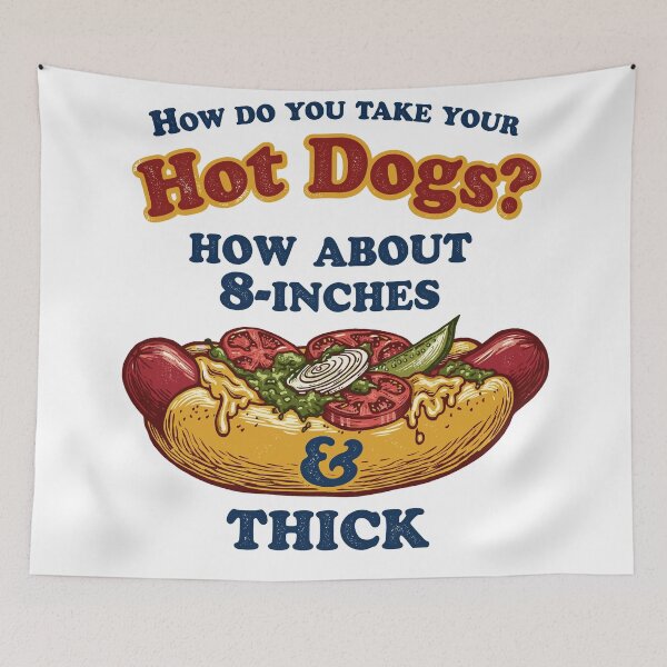 Item preview, How Do You Take Your Hot Dogs How About 8-Inches And Thick Vintage BBQ designed and sold by mareix.