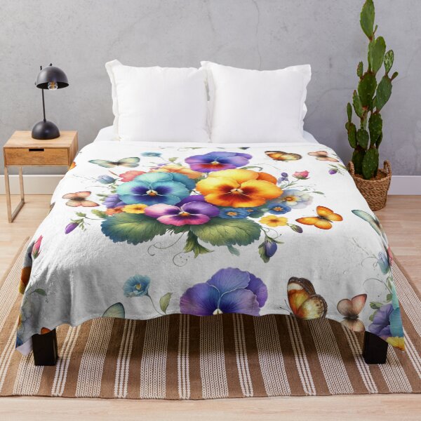 Item preview, Multicolored Pansies and Delicate Butterflies Shapes Mania designed and sold by Shapes-Mania.