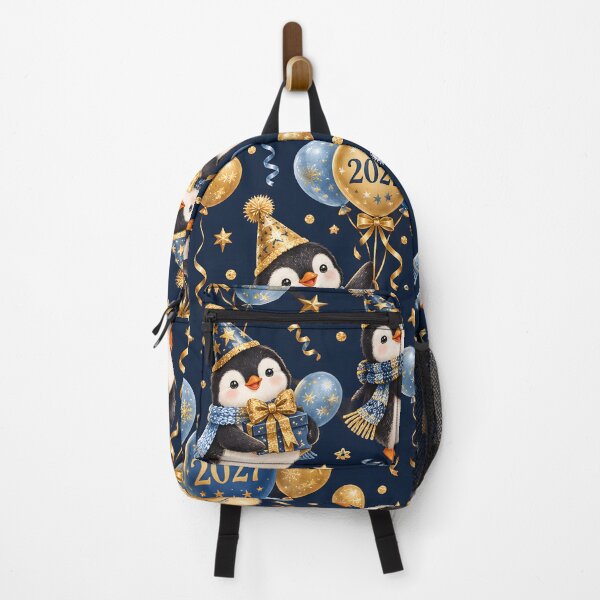 Item preview, New Year 2027 Party Penguins with Balloons Navy Pattern designed and sold by victorsuarez.