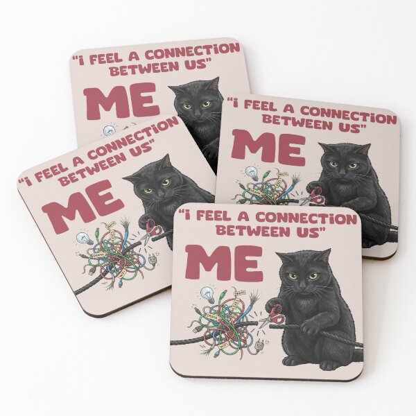 Item preview, Funny Black Cat "Connection" Meme T-Shirt & Sticker – Sarcastic Introvert Cat Art designed and sold by La Loca.