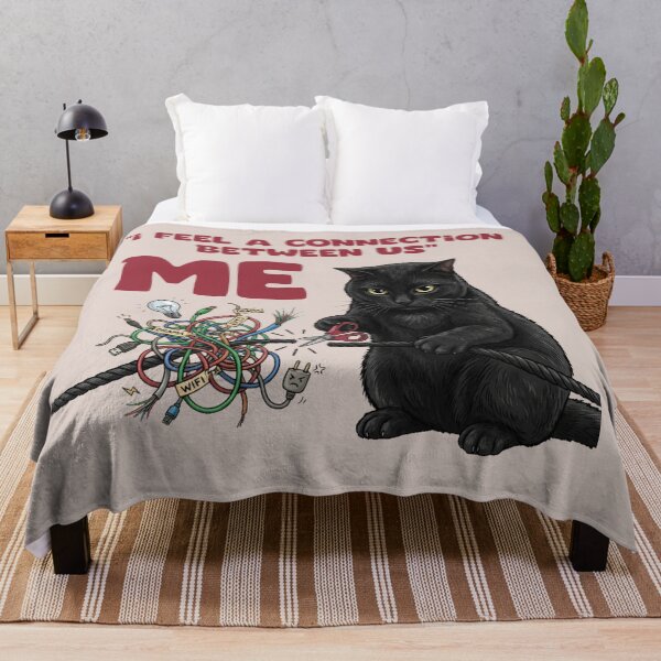 Item preview, Funny Black Cat "Connection" Meme T-Shirt & Sticker – Sarcastic Introvert Cat Art designed and sold by La Loca.