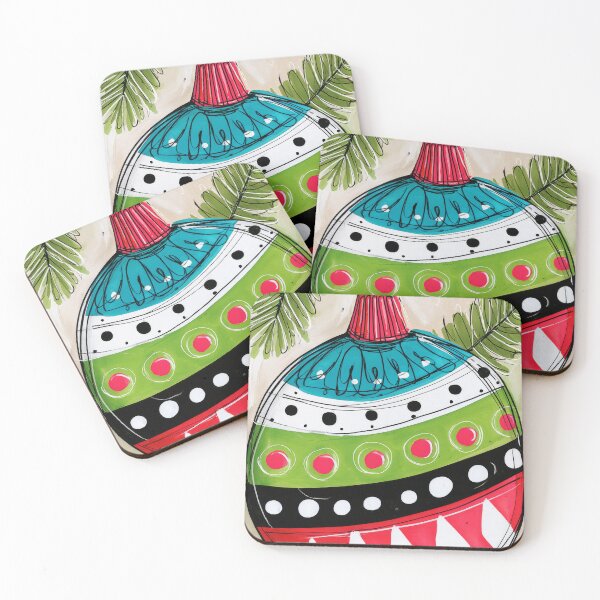 Item preview, A Vibrant Christmas Ornament Bursting with Red, Green, and Blue Stripes and Polka Dots designed and sold by OlfactoART Studio.