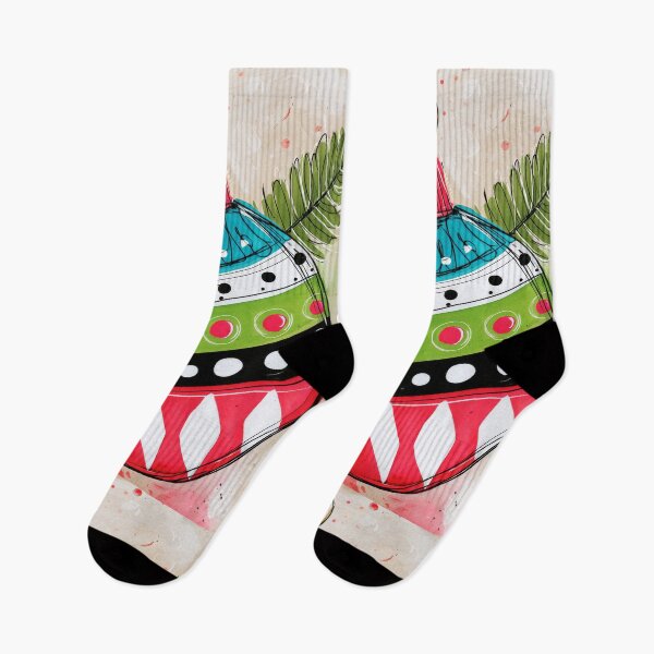 Item preview, A Vibrant Christmas Ornament Bursting with Red, Green, and Blue Stripes and Polka Dots designed and sold by OlfactoART Studio.