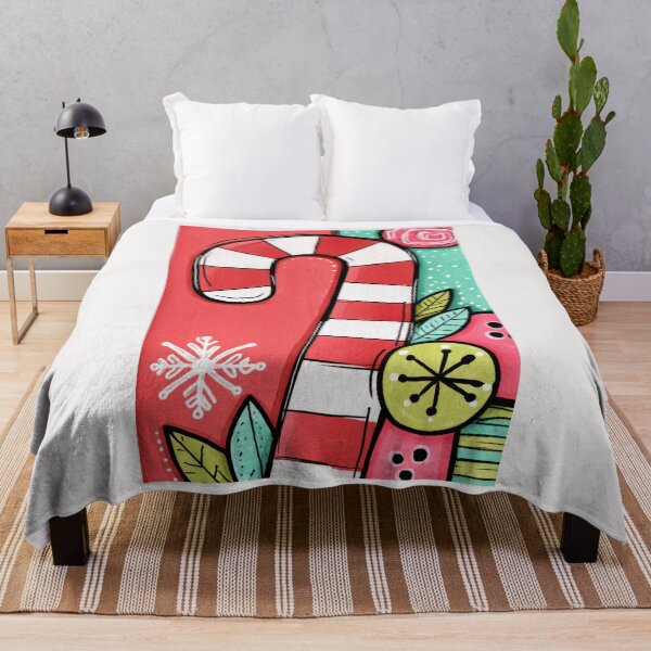 Item preview, Christmas Candy Cane Surrounded by Whimsical Snowflakes, Festive Foliage, and Bold Geometric Pattern designed and sold by OlfactoART Studio.