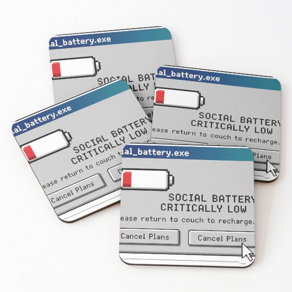 Item preview, Social Battery Critically Low Retro Pixel Pop-Up designed and sold by UncleFizziwigs.
