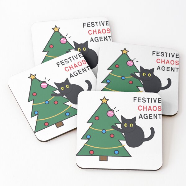 Item preview, Festive Chaos Agent Black Cat Christmas Tree designed and sold by rabodalt.