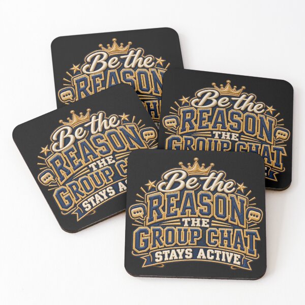 Item preview, Be the Reason the Group Chat Stays Active – Funny Group Chat Quote, Navy & Gold Varsity Embroidery Design designed and sold by Emoji Emblems.