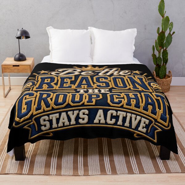 Item preview, Be the Reason the Group Chat Stays Active – Funny Group Chat Quote, Navy & Gold Varsity Embroidery Design designed and sold by Emoji Emblems.