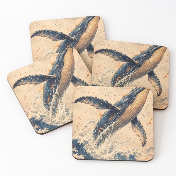 Item preview, Majestic Humpback Whale Japanese Ocean Waves designed and sold by Curio Meridian.