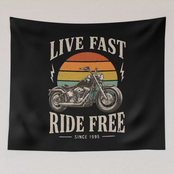 Item preview, Live Fast Ride Free - Vintage Motorcycle Retro Biker Art designed and sold by Aurevella.