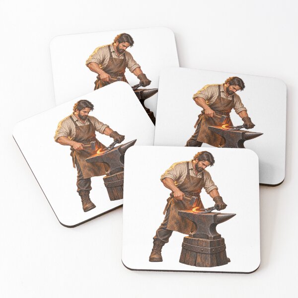 Item preview, Blacksmith Forging a Glowing Horseshoe designed and sold by Drip stamp.